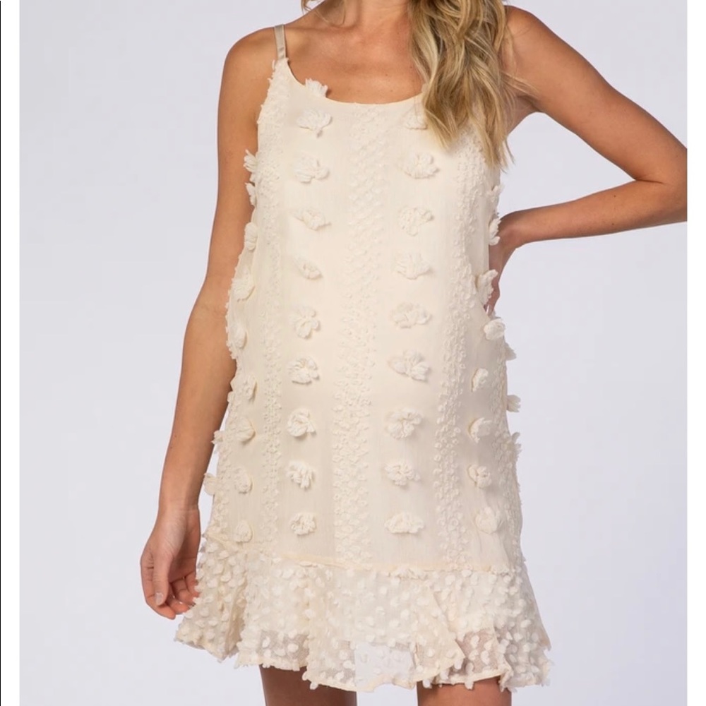 NWT PinkBlush Cream Thin Strap Maternity Dress